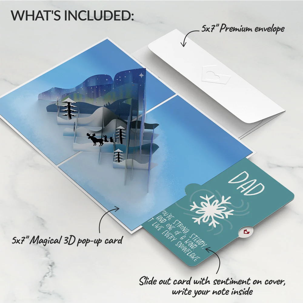 Lovepop Winter Borealis Scene Pop-Up Card and Sentiment Set for Dad - Image 2