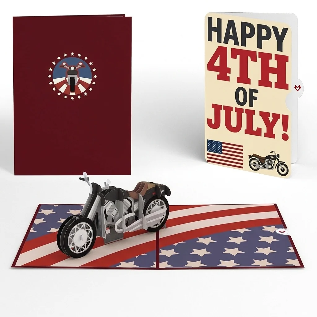 Lovepop American Motorcycle 4th of July Pop-Up Card and Sentiment Set Bike