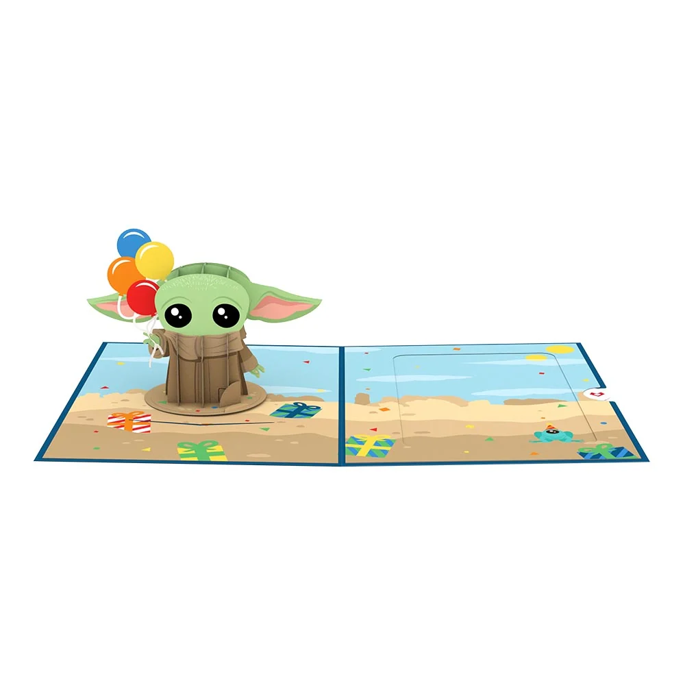 Lovepop Star Wars The Mandalorian Grogu Birthday Card with Pop-Up Gift Scale - Image 3