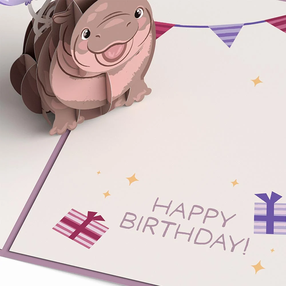 Lovepop Baby Pygmy Hippo Birthday Pop-Up Card - Image 3