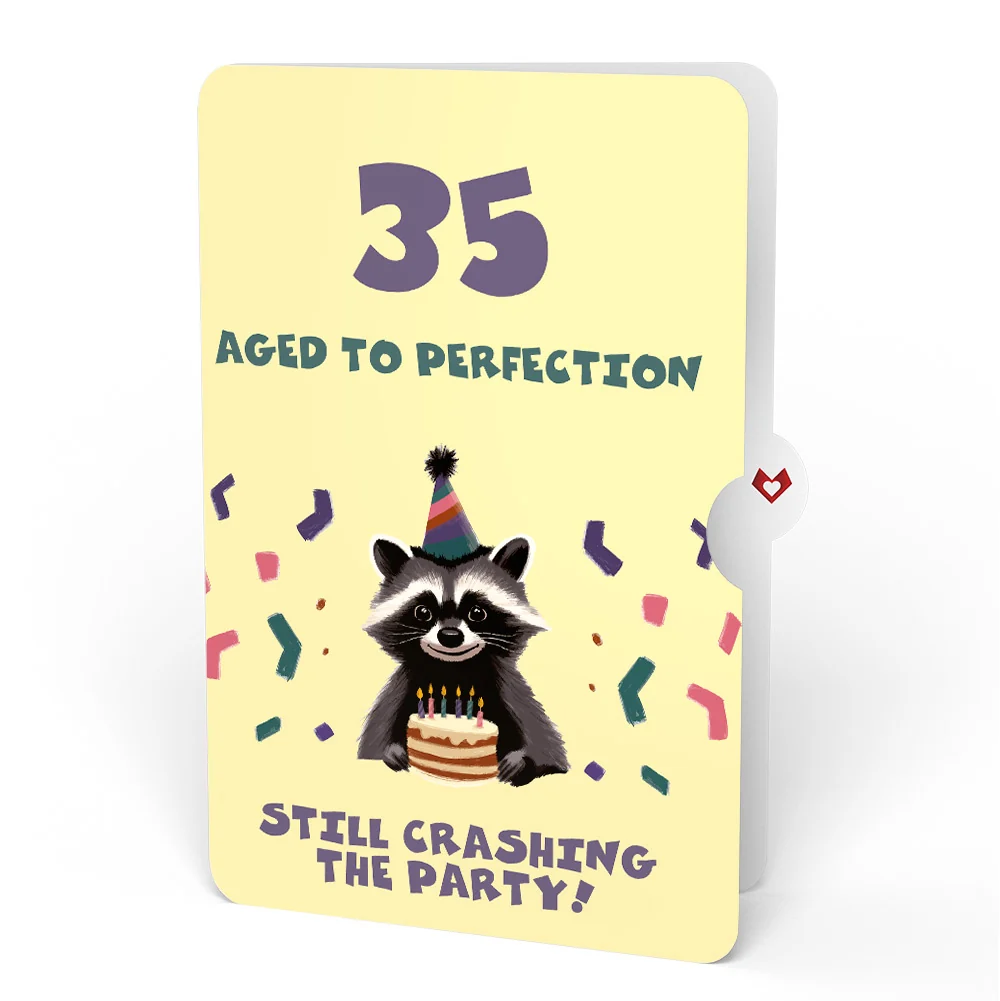 Lovepop Go Feral Raccoon 35th Birthday Pop-Up Card and Sentiment Set Candle - Image 4
