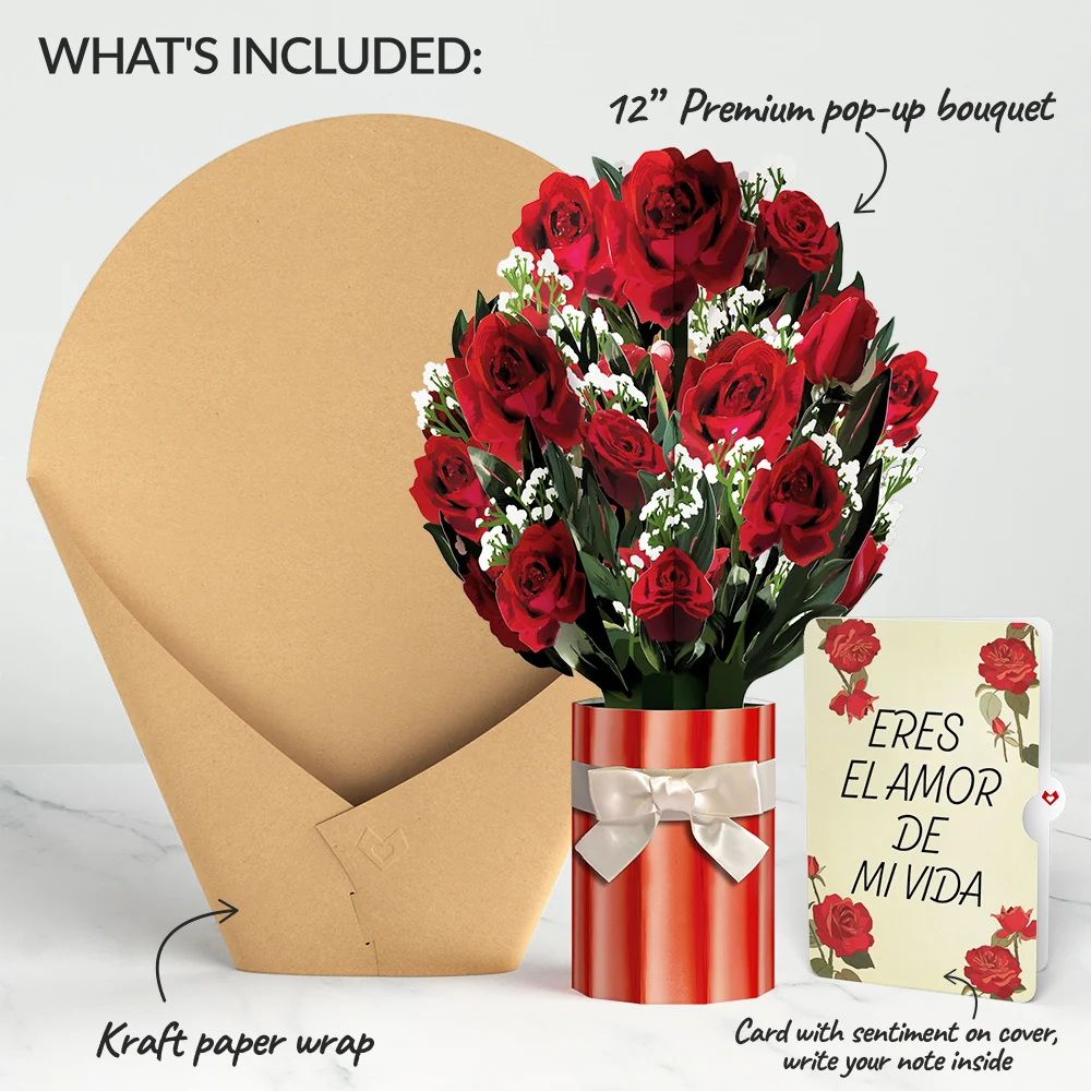 Lovepop Romantic Red Roses Eres El Amor De Mi Vida Valentine Bouquet and Sentiment Set Vase - Image 2