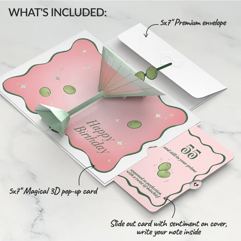 Lovepop Just a Tini Bit Older 55th Birthday Pop-Up Card and Sentiment Set - Image 2