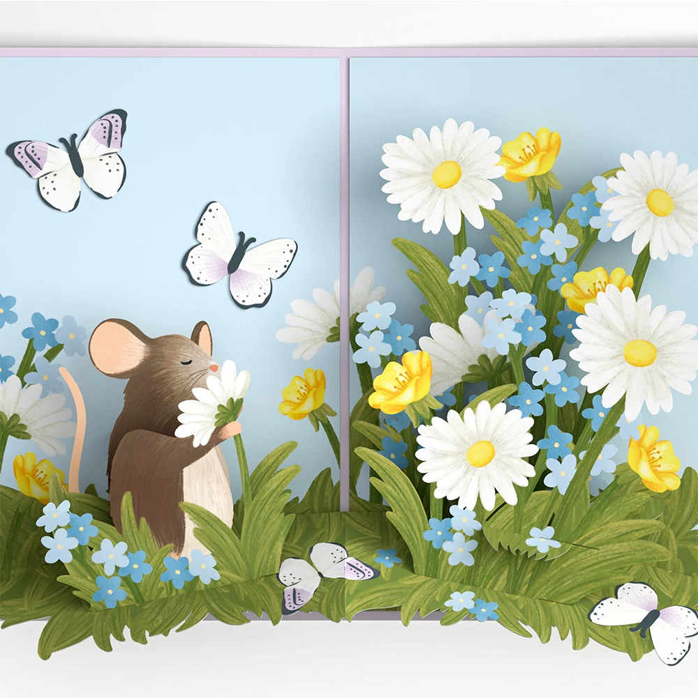 Lovepop Field Mouse in the Flowers Mother’s Day Pop-Up Card and Playful Painted Bloom Sentiment Set for Mom - Image 3