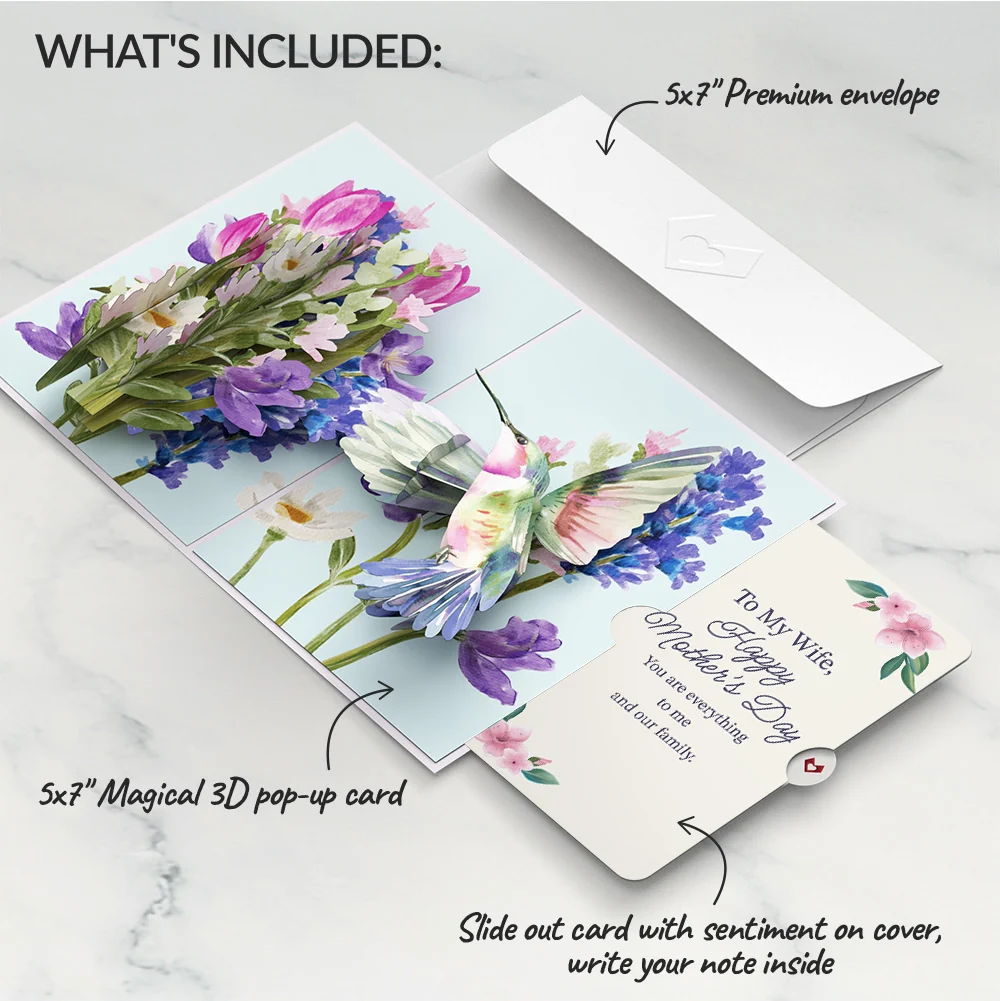 Lovepop Love in Bloom Hummingbird Mother's Day Pop-Up Card and Sentiment Set for Wife - Image 2