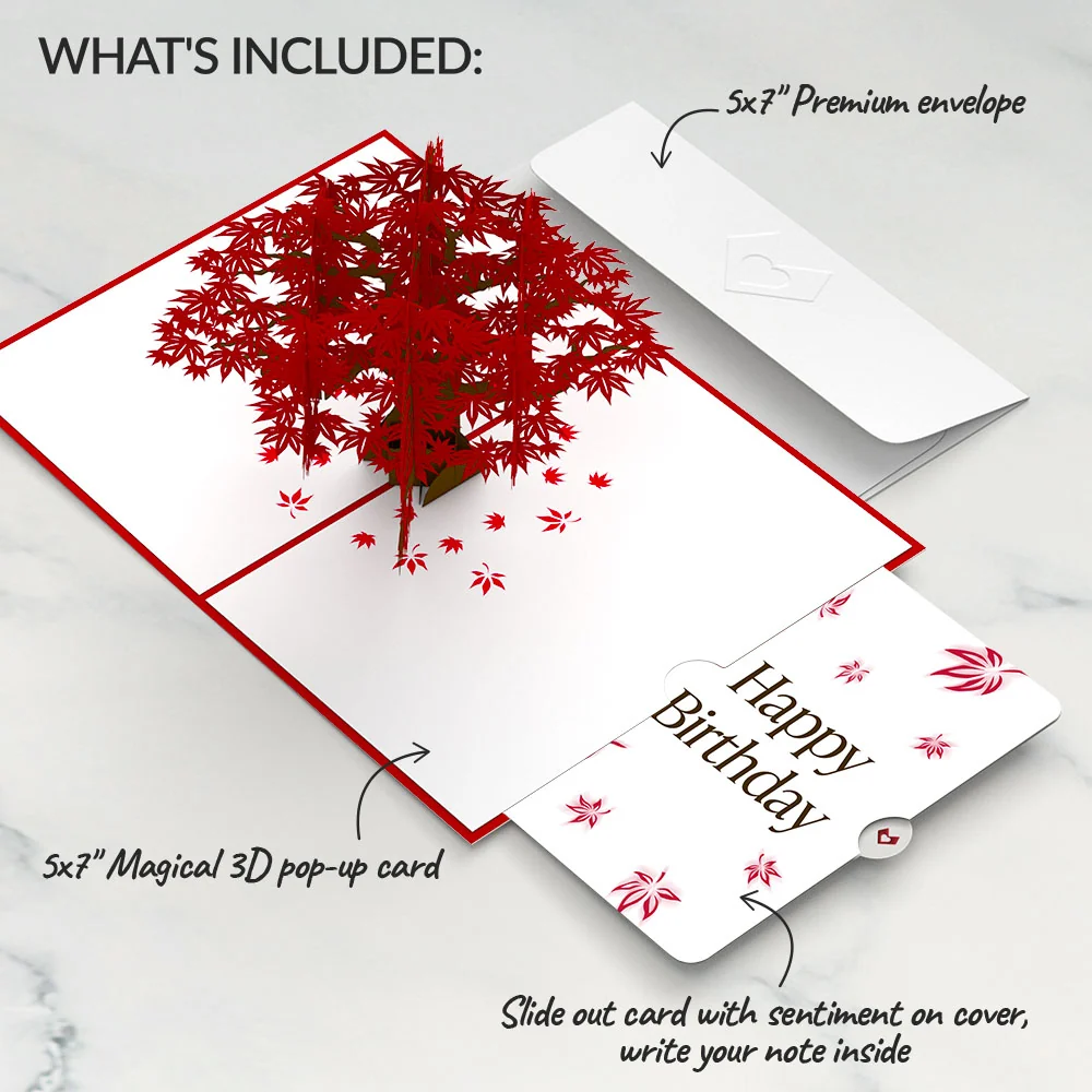 Lovepop Japanese Maple Birthday Pop-Up Card and Sentiment Set - Image 2