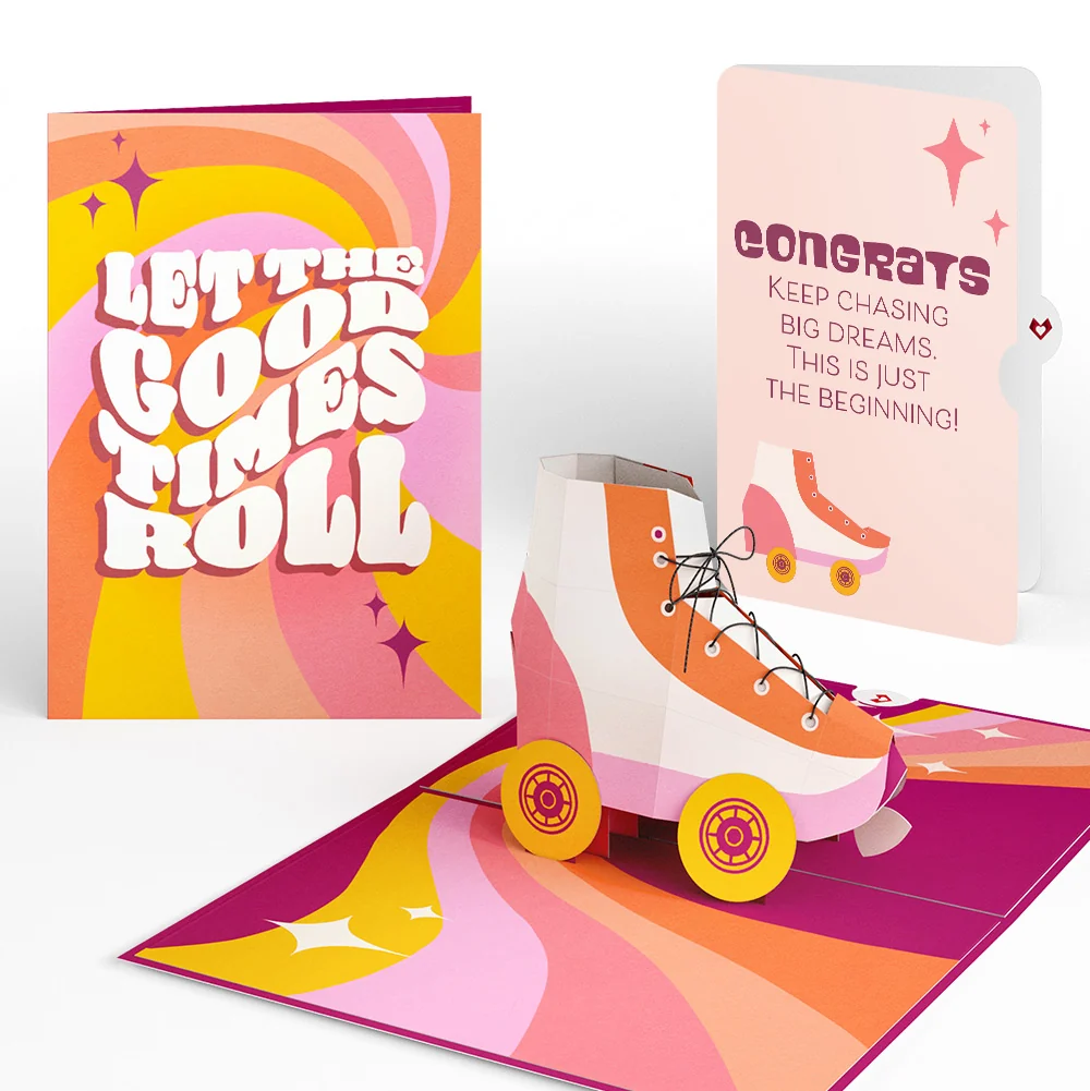 Lovepop Let the Good Times Roll Roller Skate Congratulations Pop-Up Card and Sentiment Set
