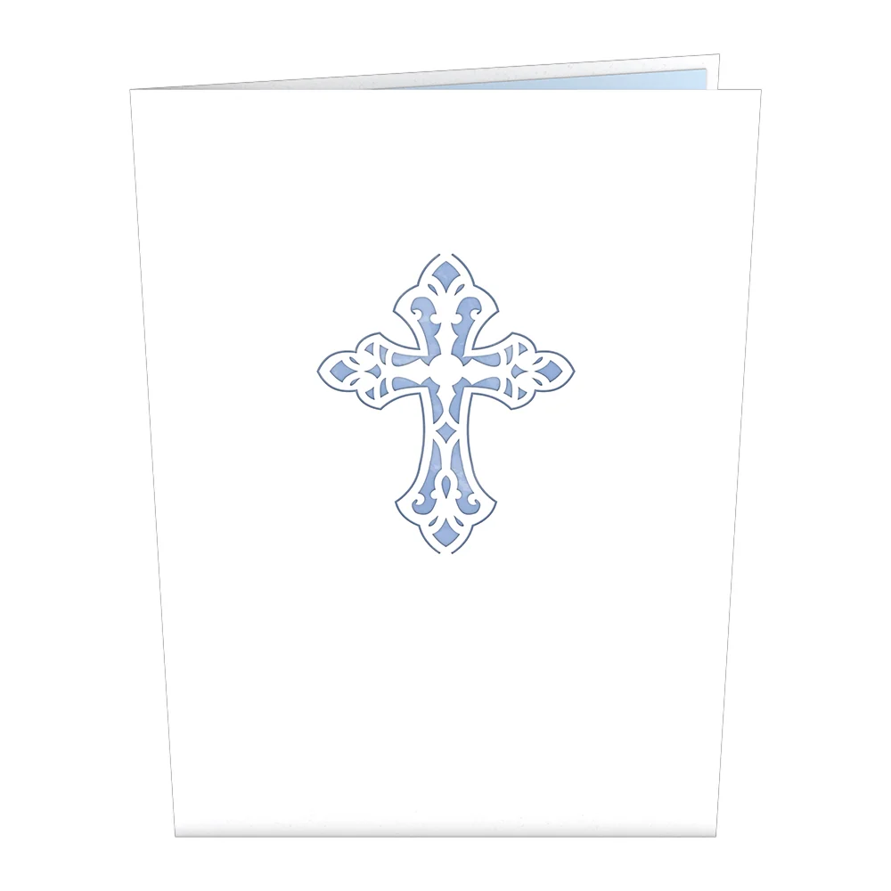 Lovepop Blue Floral Cross Pop-Up Card - Image 4