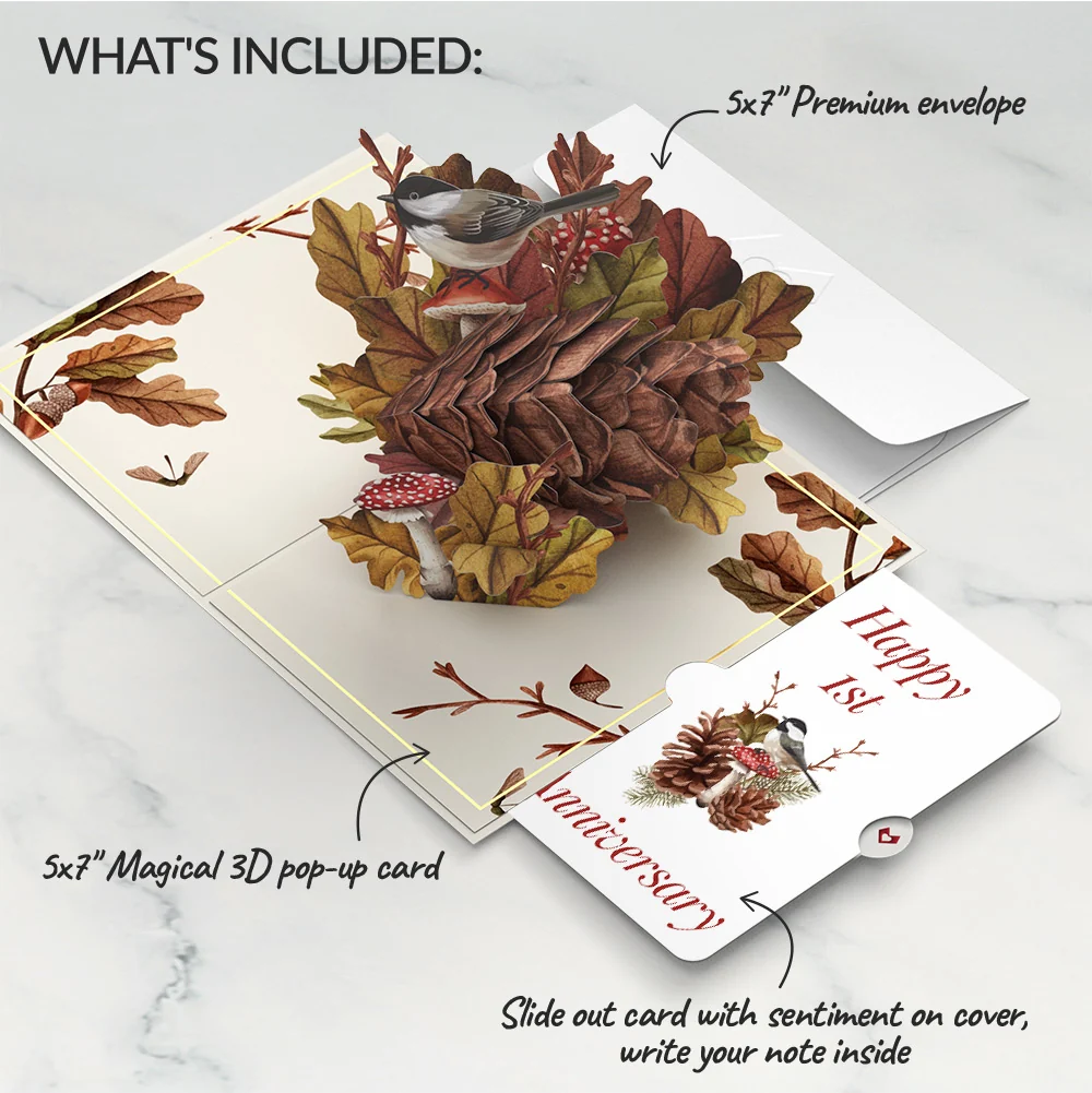 Lovepop Fall Forest Floor 1st Anniversary Pop-Up Card and Sentiment Set Cream - Image 2