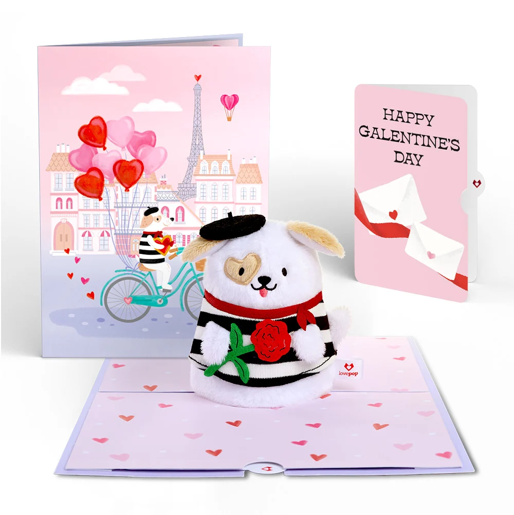 Lovepop French Love Dog Galentine Plushpop Card and Sentiment Set for Friend