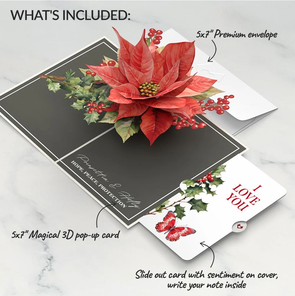 Lovepop Born to Bloom: December Birth Month Flowers Love Pop-Up Card and Sentiment Set - Image 2