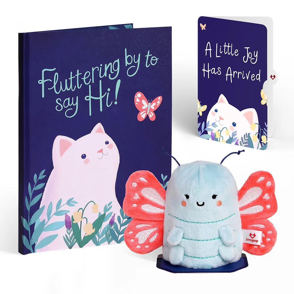 Lovepop 'Hi!' Butterfly New Baby Plushpop Card and Sentiment Set