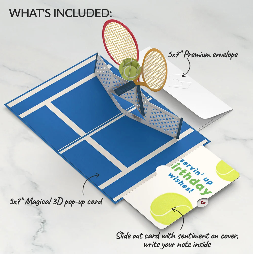 Lovepop On the Court Tennis Birthday Pop-Up Card and Sentiment Set - Image 2
