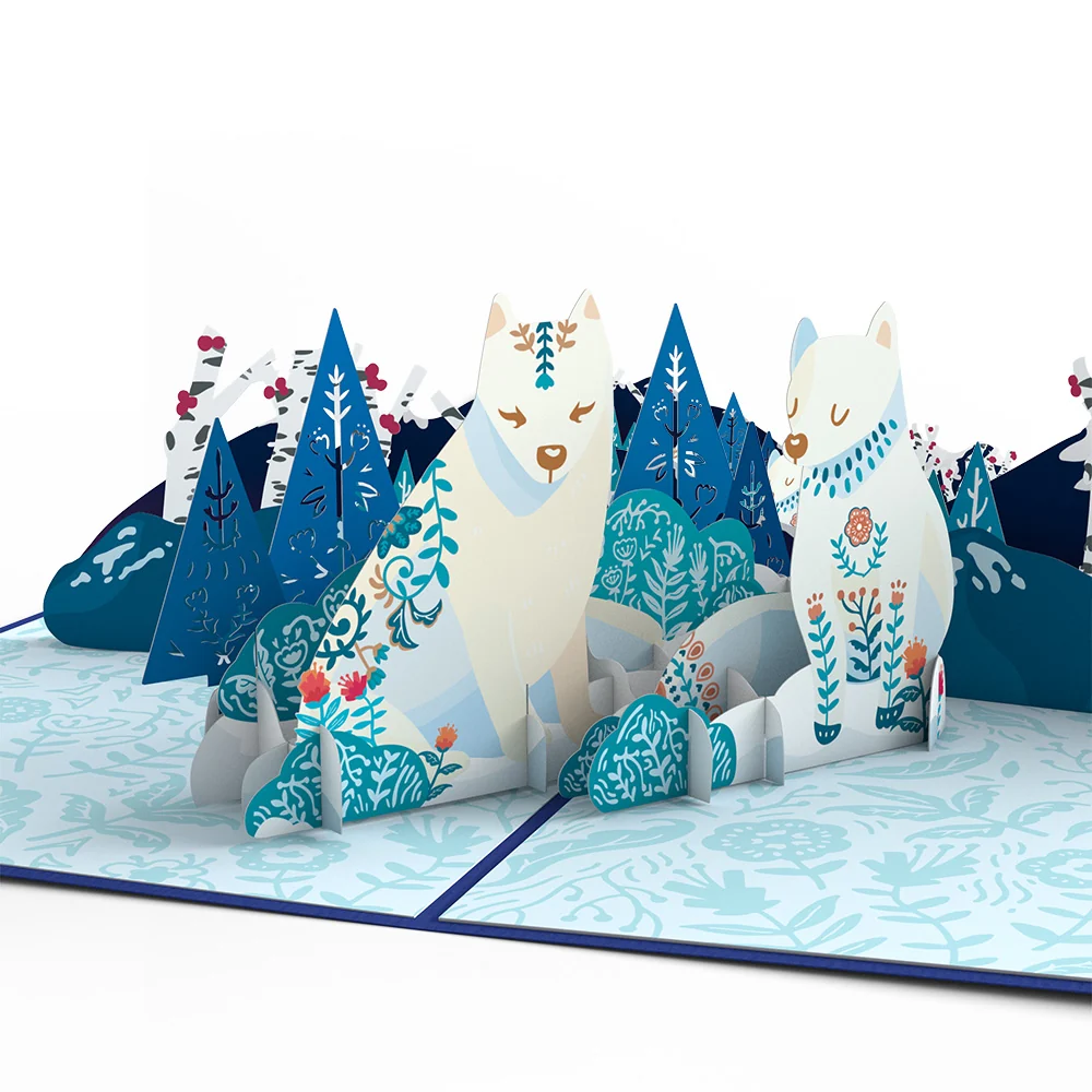 Lovepop Whimsical Winter Foxes Pop-Up Card - Image 2