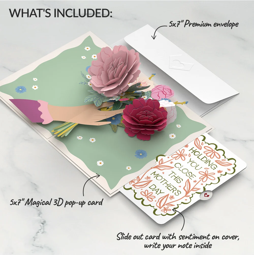 Lovepop Charming Flower Bunch Mother’s Day Pop-Up Card and Vintage Blossom Sentiment Set for Mom Cream - Image 2