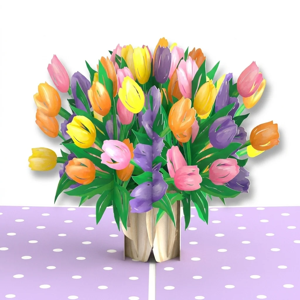 Lovepop Timeless Tulips 2nd Birthday Pop-Up Card and Floral Cannot Read Sentiment Set Vase - Image 3