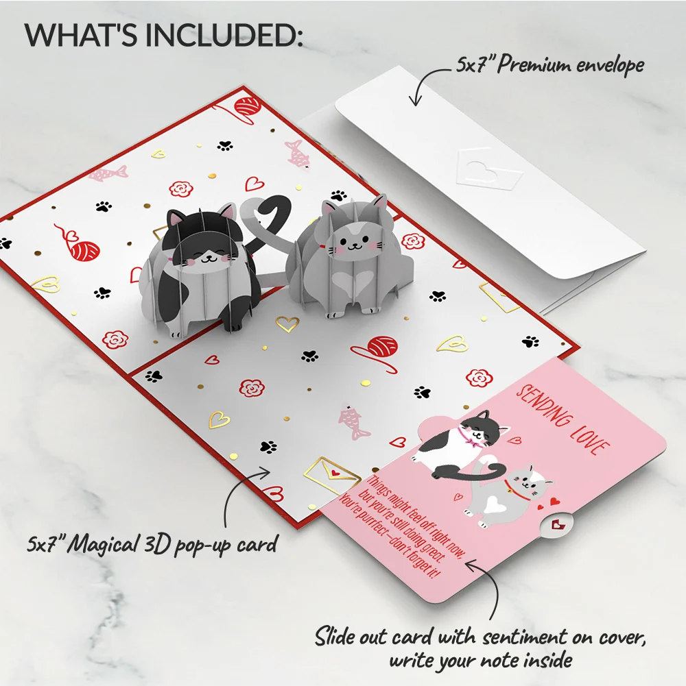 Lovepop Love Cats Encouragement Pop-Up Card and Sentiment Set - Image 2