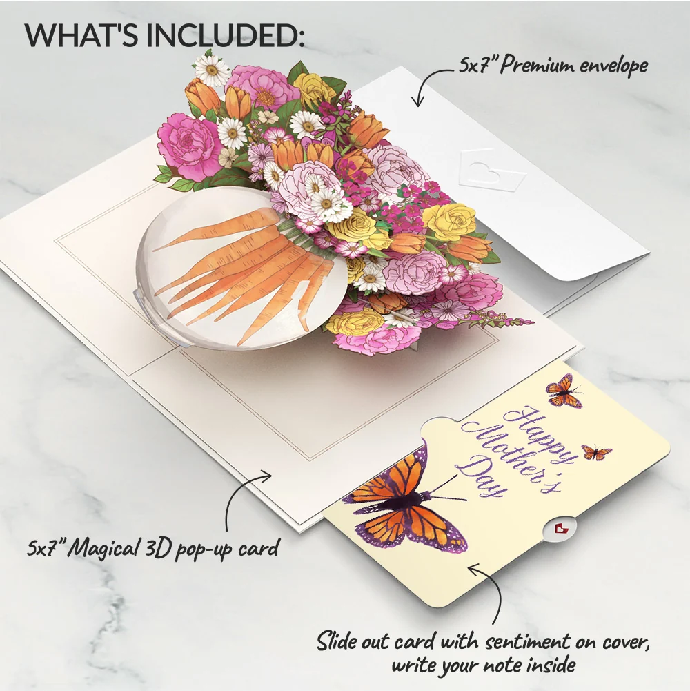Lovepop Blooming Carrot Bouquet Mother’s Day Pop-Up Card and Sentiment Set for Mom Cream - Image 2