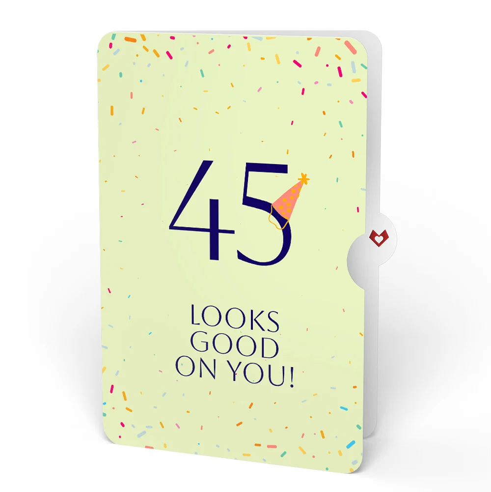 Lovepop Happy 45th Birthday Confetti Cake Music and Lights Pop-Up Card and Party Hat Sentiment Set Candle - Image 4