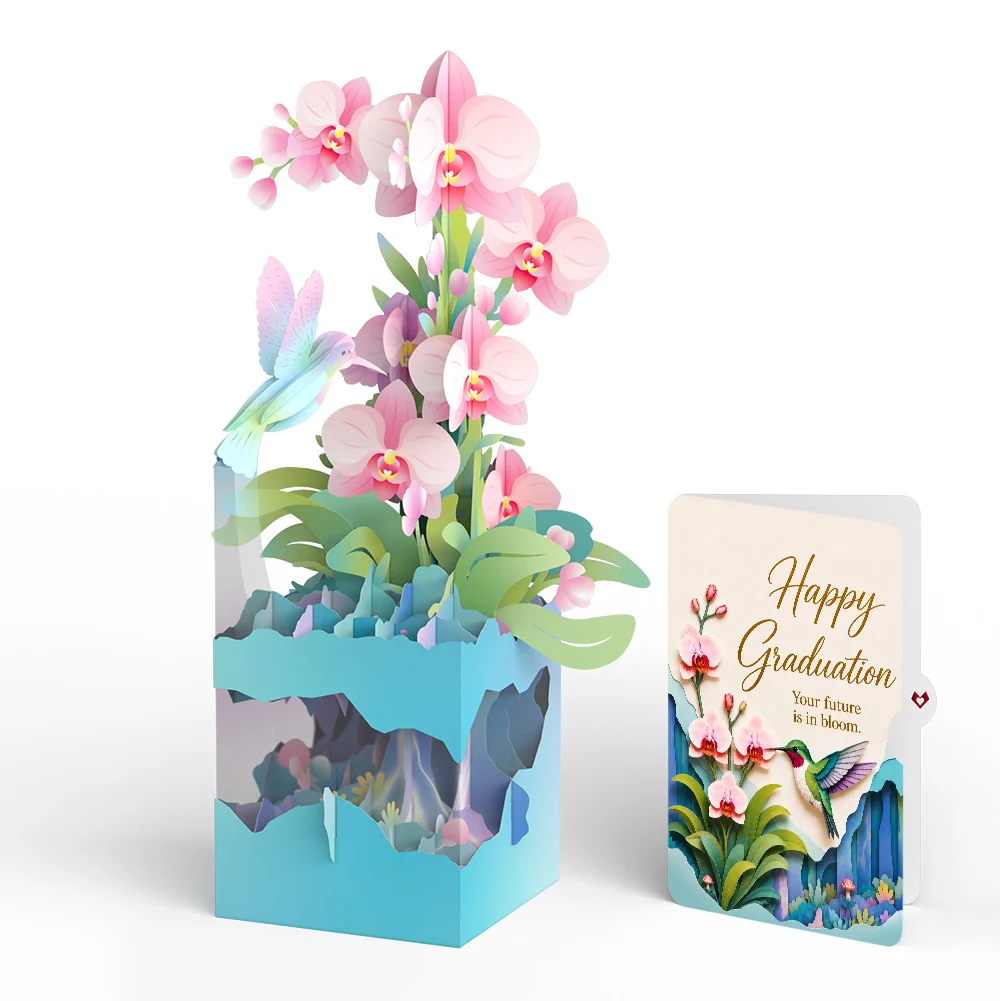 Lovepop Hummingbird Graduations Unboxed Pop-Up Paper Sculpture and Sentiment Set Vase