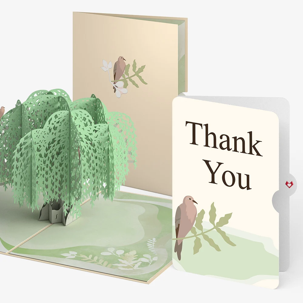 Lovepop Willow Tree Doves Thank You Pop-Up Card and Sentiment Set Cream
