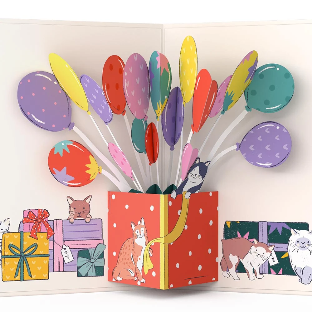 Lovepop Curious Cats Birthday Pop-Up Card and Happy Hamster Sentiment Set Candle - Image 3