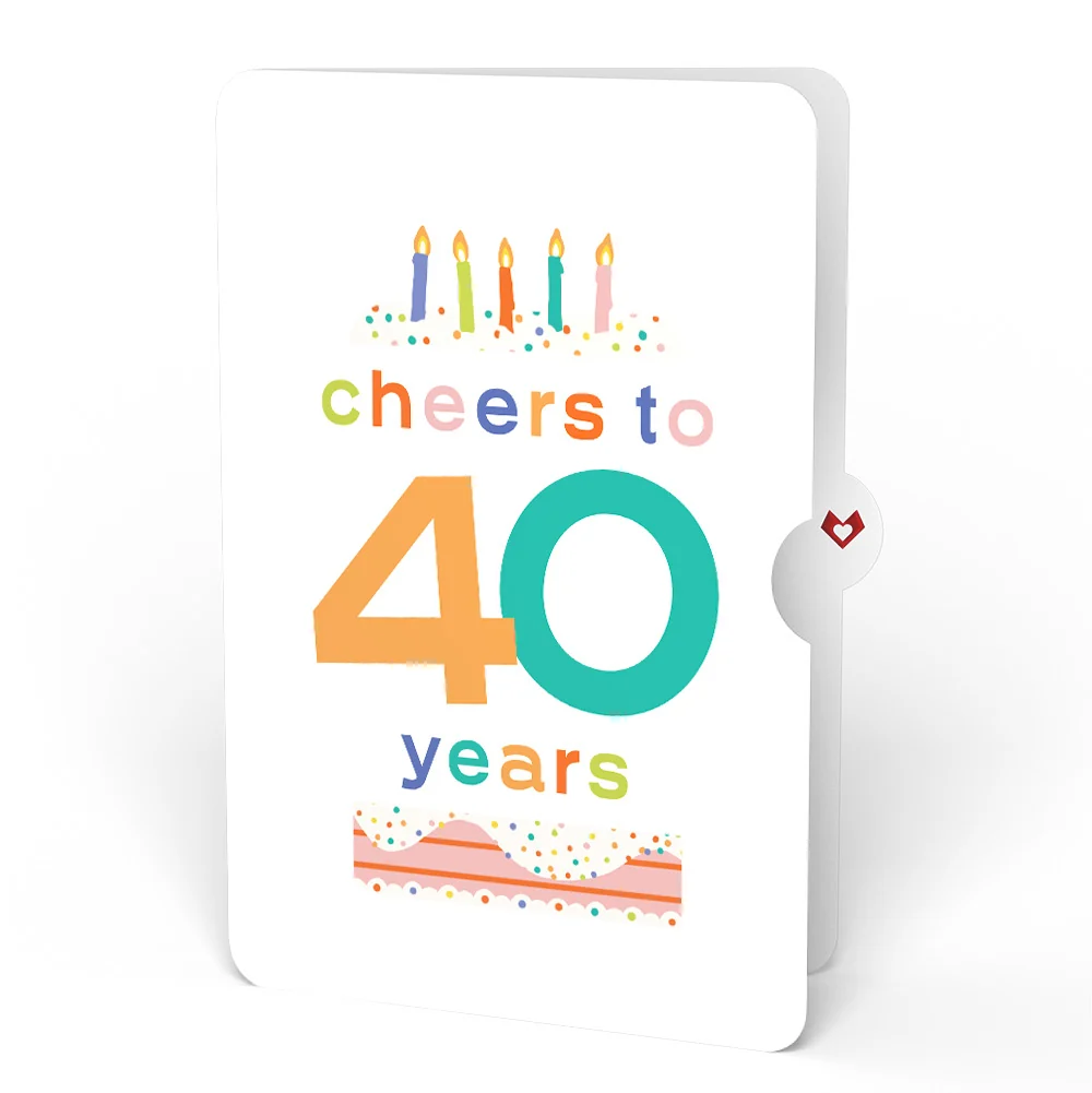 Lovepop Happy 40th Birthday Balloons Music and Lights Pop-Up Card and Confetti Cake Sentiment Set Glass - Image 4