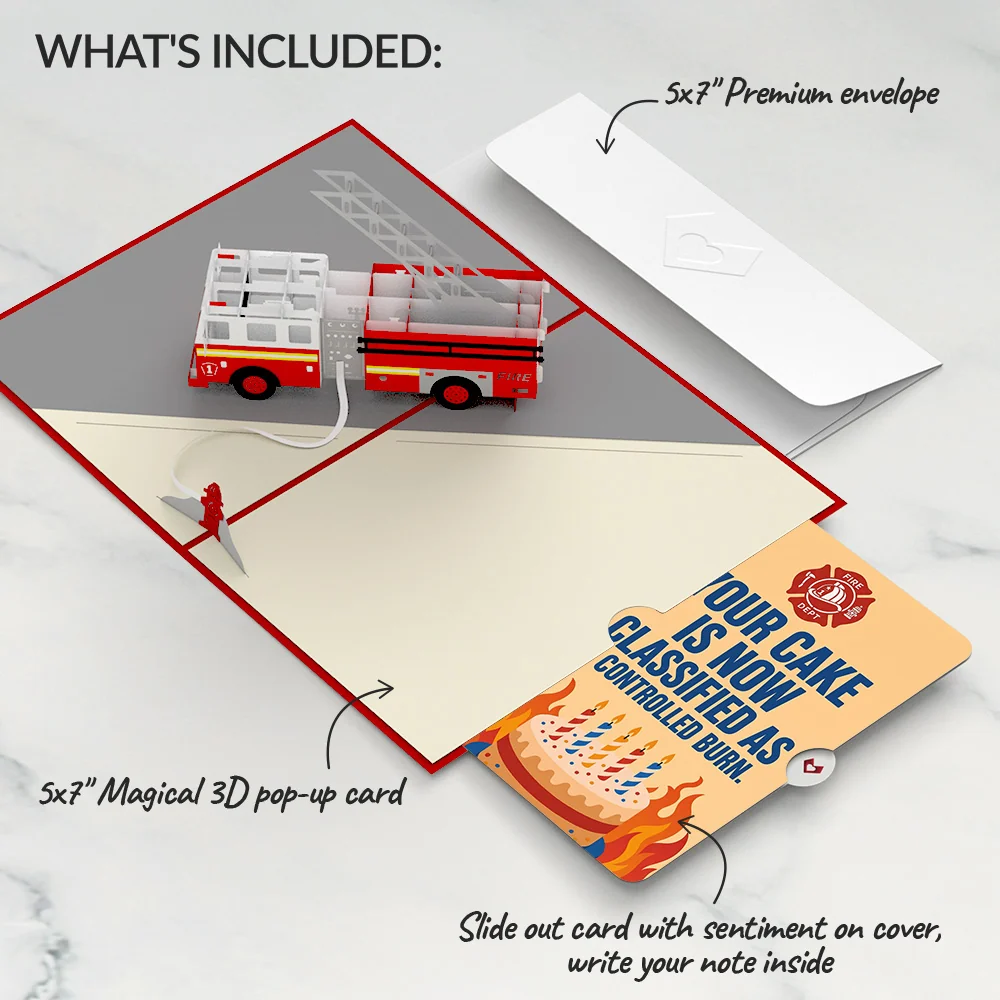 Lovepop Fire Truck Birthday Pop-Up Card and Controlled Burn Sentiment Set Candle - Image 2
