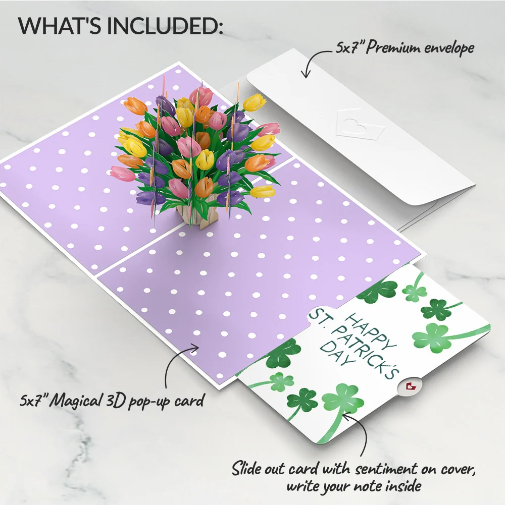Lovepop Tulips St. Patrick’s Day Pop-Up Card and Sentiment Set Vase - Image 2