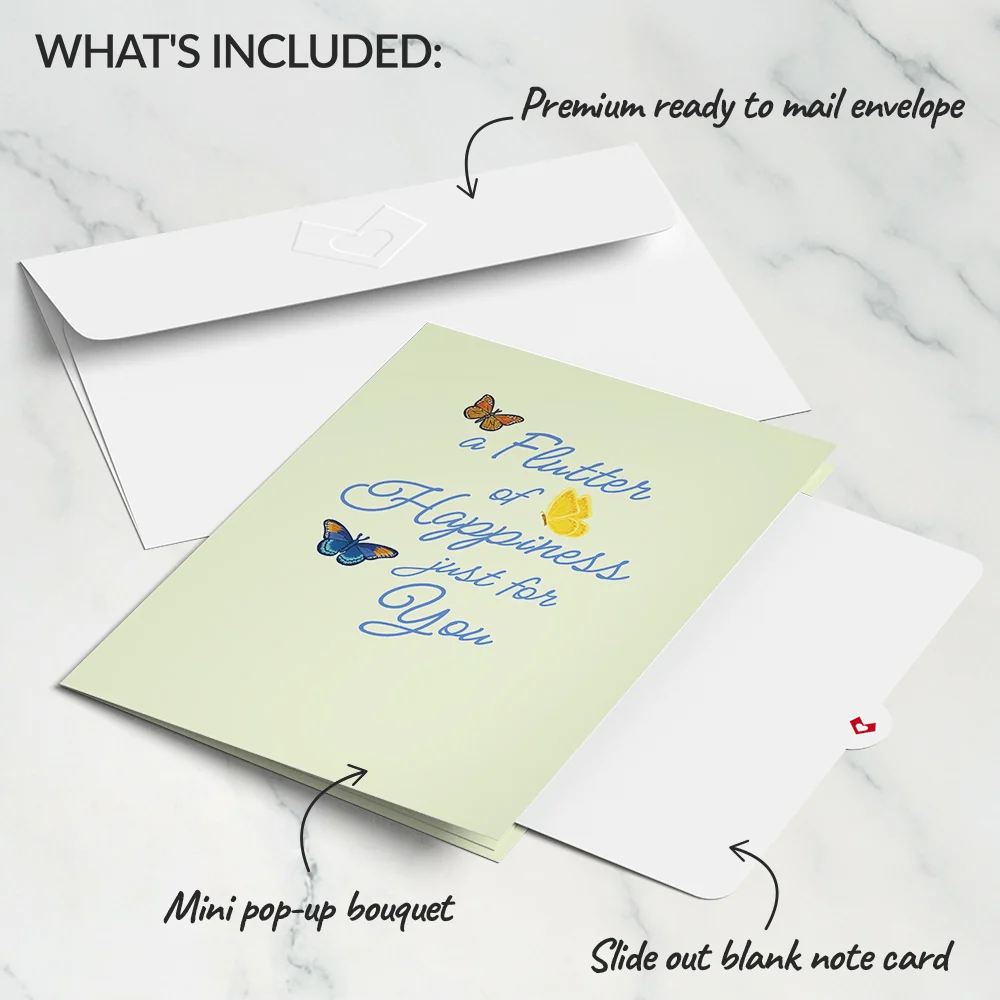 Lovepop Flutter of Happiness Card with Mini Bouquet - Image 4