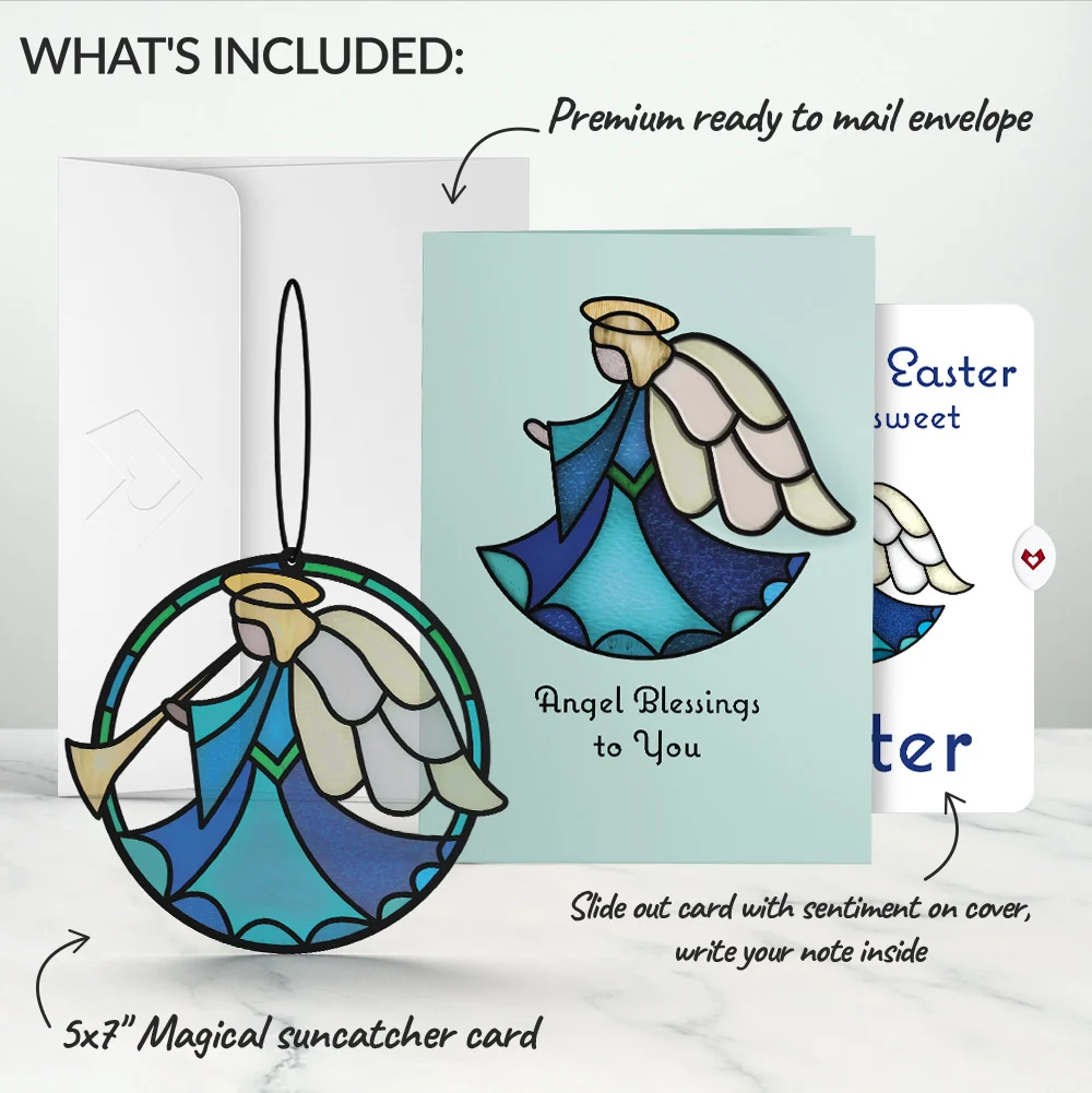 Lovepop Angel Blessings to You Easter Suncatcher Card and Sentiment Set for Sister Glass - Image 2