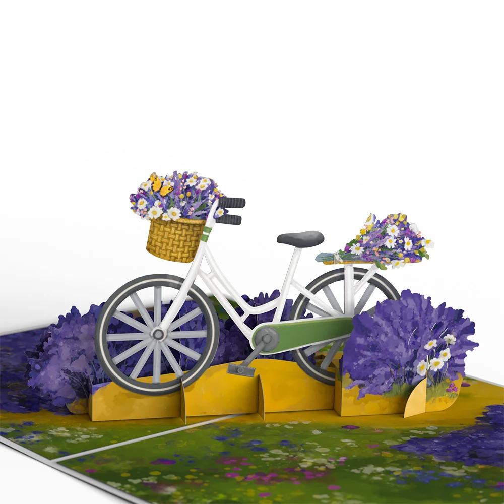Lovepop Lavender Bicycle Birthday Pop-Up Card and Golden Energy Sentiment Set - Image 3