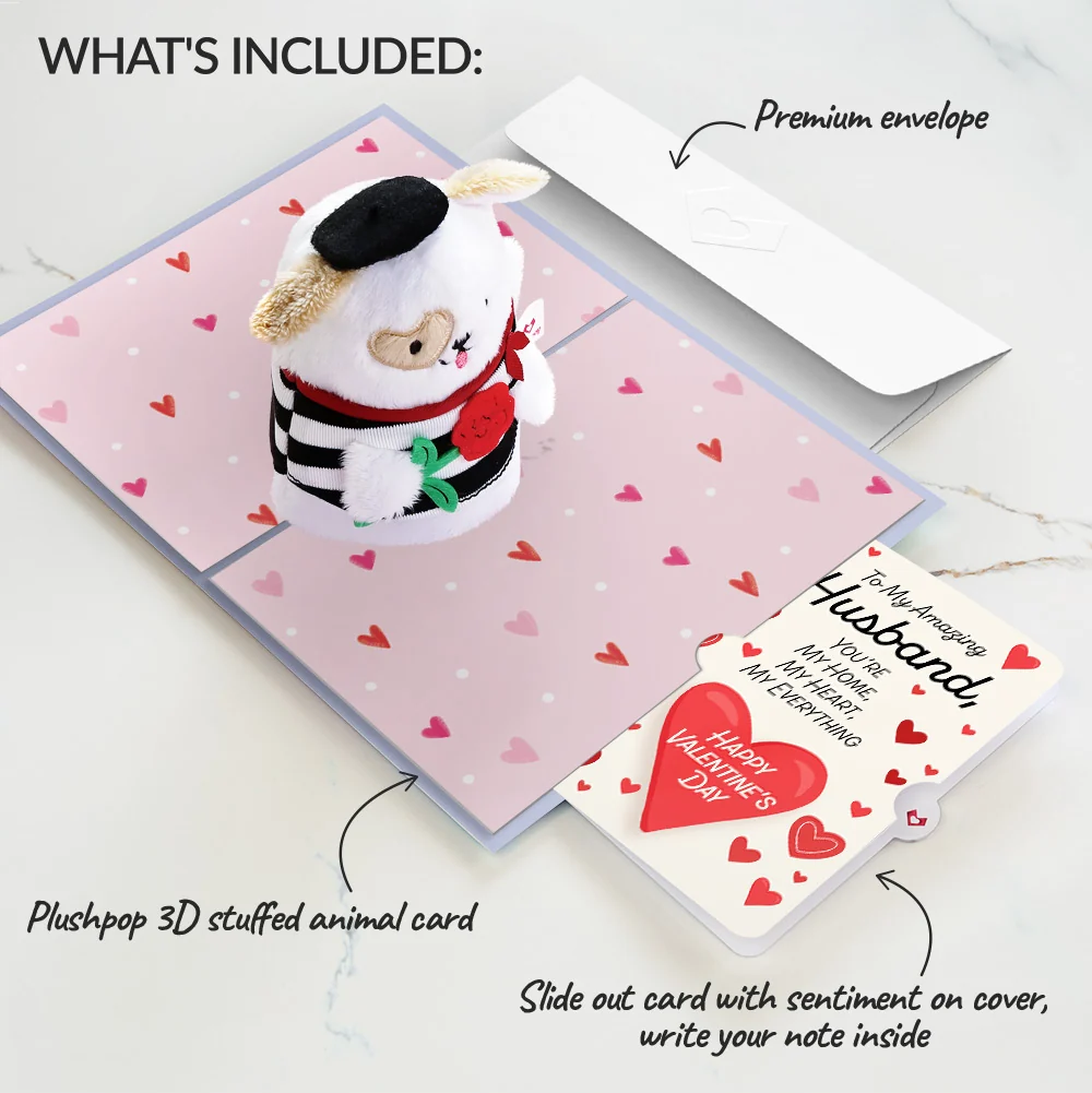 Lovepop French Love Dog Plushpop Card and Full of Hearts Valentine Sentiment Set for Husband Bicycle - Image 2