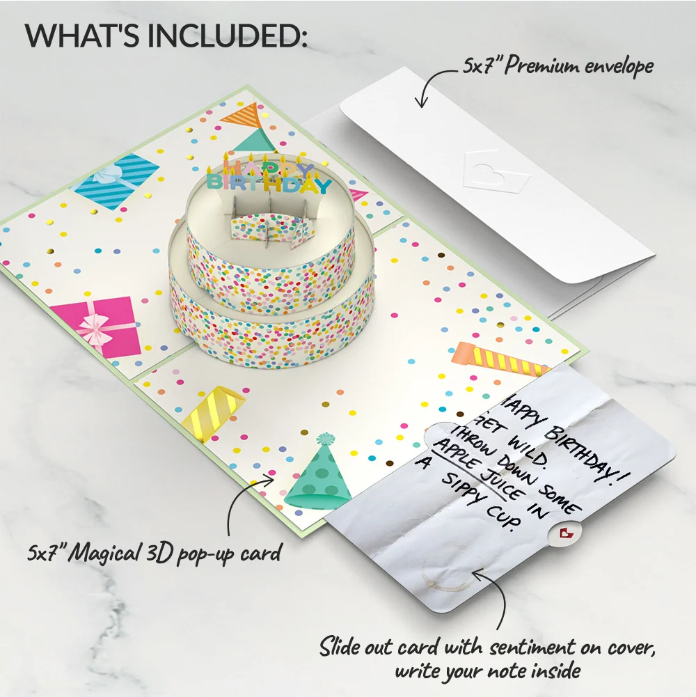 Lovepop Sprinkles Birthday Cake Pop-Up Card and Sippy Cup Wild Sentiment Set Candle - Image 2