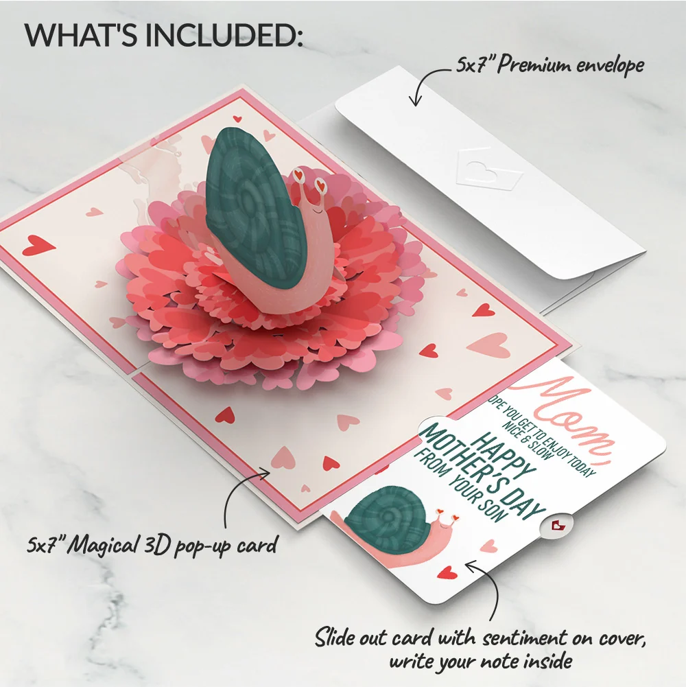 Lovepop Love You Slow Much Snail Mother’s Day Pop-Up Card and Blushing Snail from Your Son Sentiment Set for Mom - Image 2