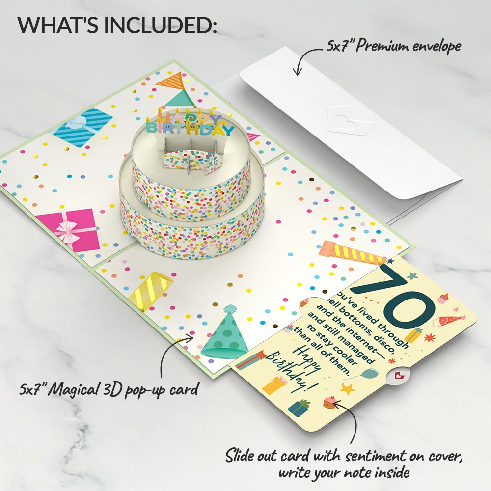 Lovepop Sprinkles 70th Birthday Cake Pop-Up Card and Sentiment Set - Image 2