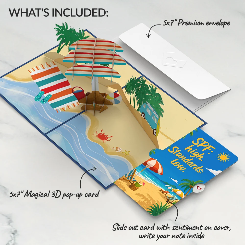 Lovepop Sandy Shores Birthday Pop-Up Card and Low Standards Sentiment Set Chair - Image 2