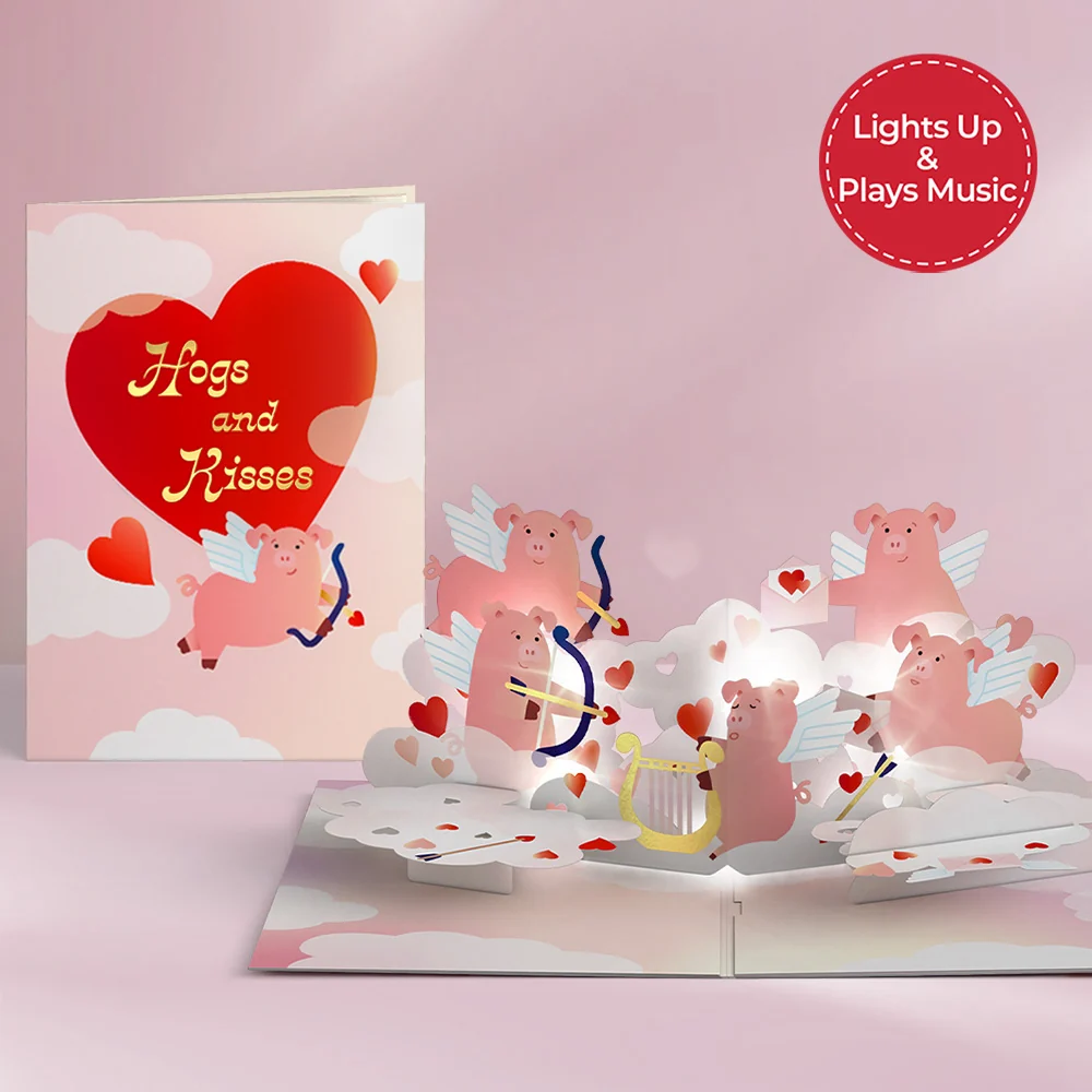 Lovepop Hogs and Kisses Music and Lights Pop-Up Card