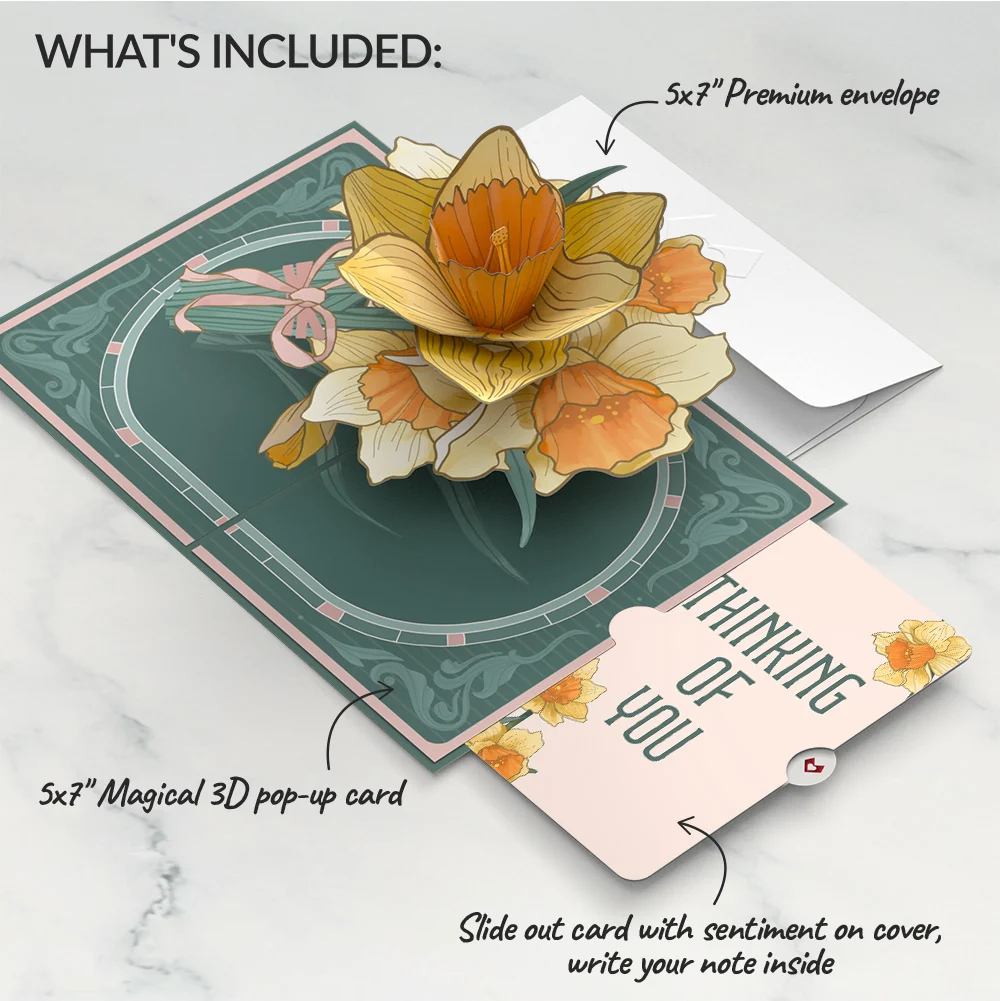 Lovepop Daffodils in Bloom Thinking of You Pop-Up Card and Sentiment Set - Image 2
