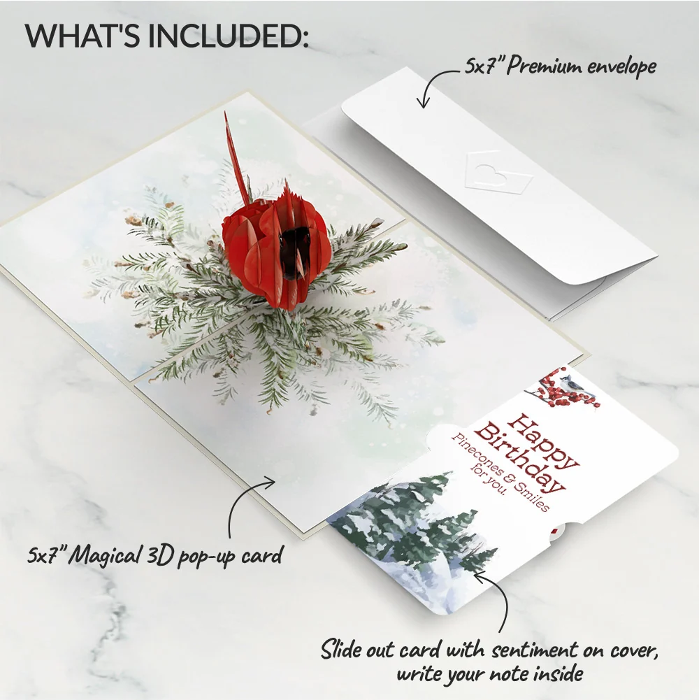 Lovepop Winter Cardinal Birthday Pop-Up Card and Sentiment Set - Image 2