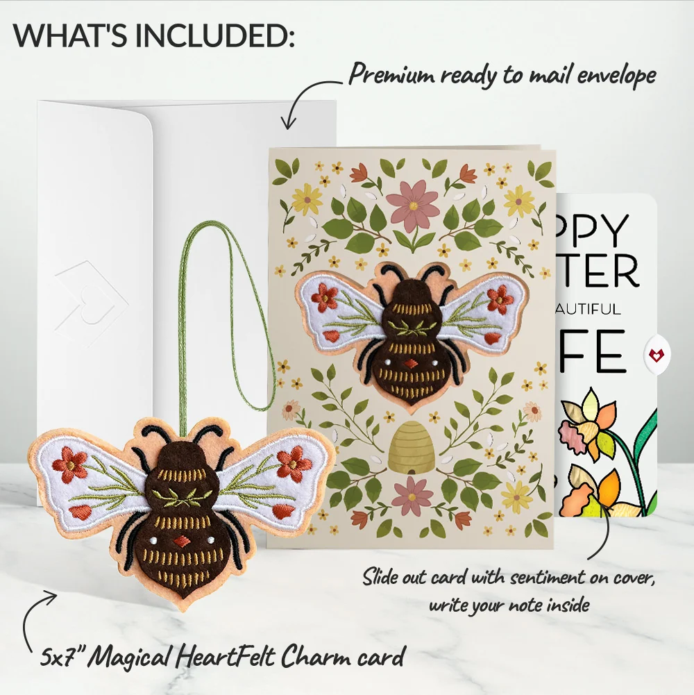 Lovepop Botanical Bee Easter Heartfelt Charm Card and Sentiment Set for Wife Bag - Image 2