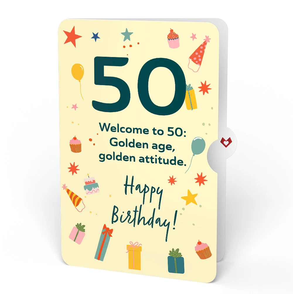 Lovepop Happy 50th Birthday Confetti Cake Music and Lights Pop-Up Card and Sentiment Set Candle - Image 4