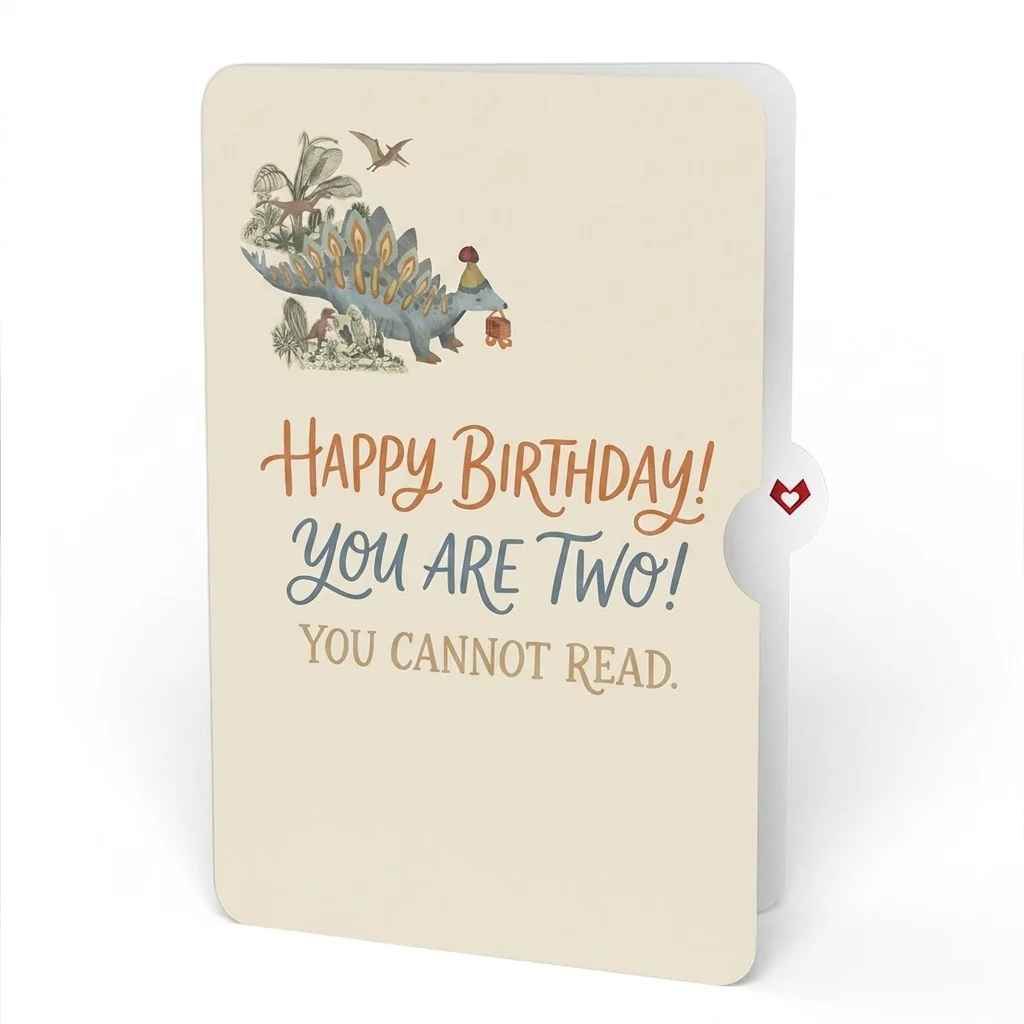 Lovepop Stegosaurus 2nd Birthday Pop-Up Card and Sentiment Set Plate - Image 4