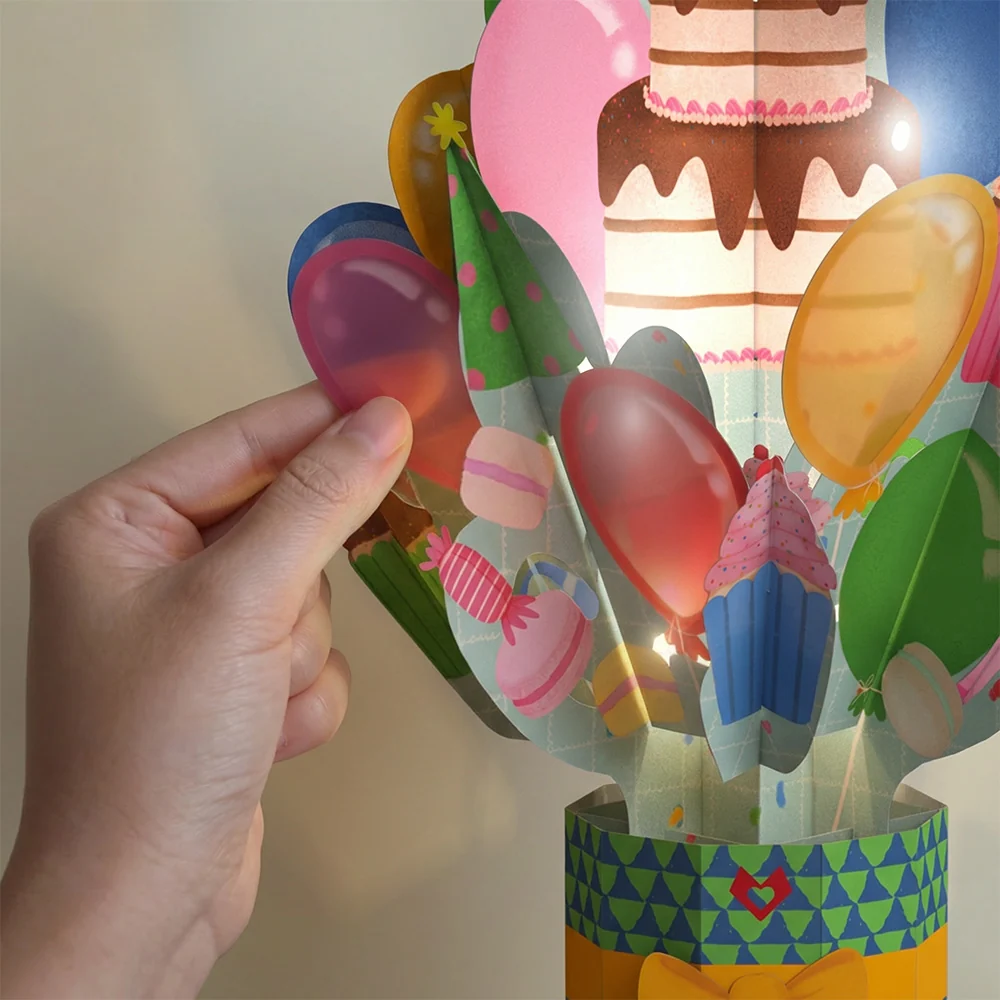 Lovepop Birthday Cat-astrophe Music and Lights Pop-Up Card & Bouquet Bundle - Image 6
