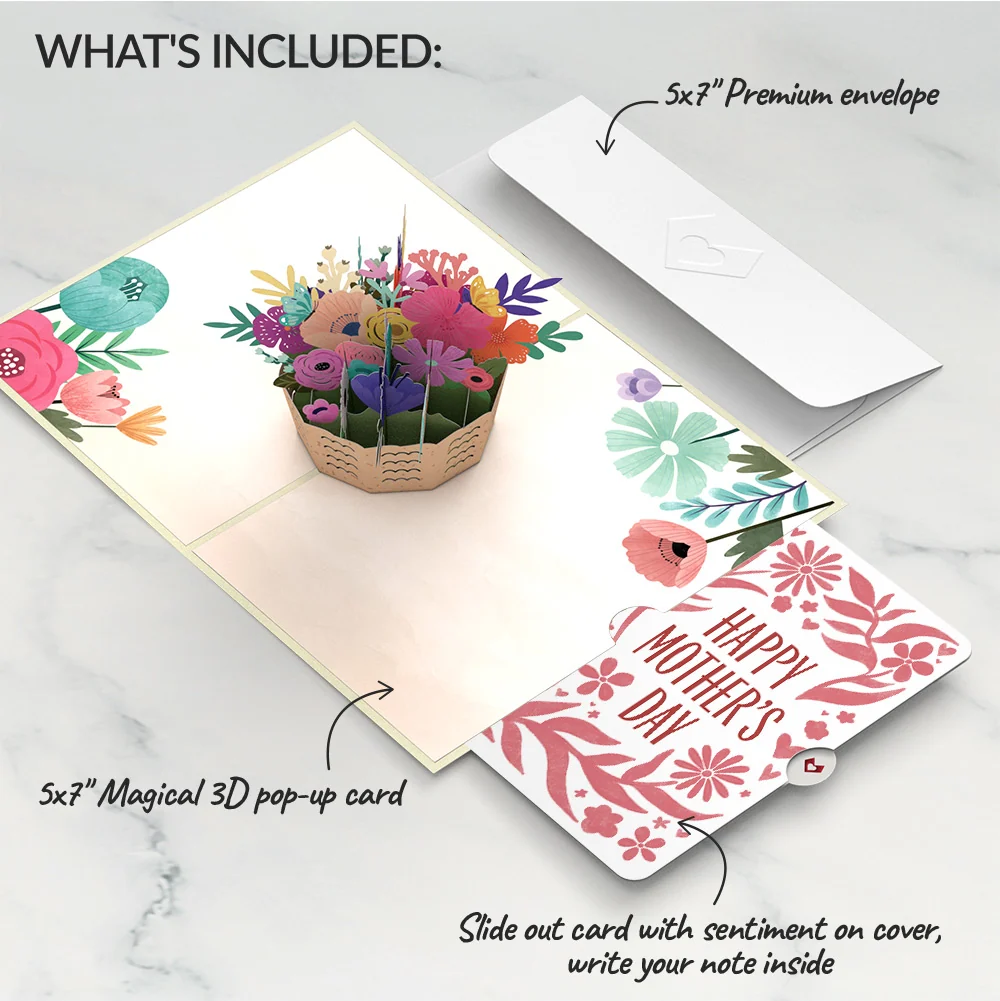 Lovepop Mother's Day Basket Pop-Up Card and Bold Petal Pattern Sentiment Set for Mom - Image 2