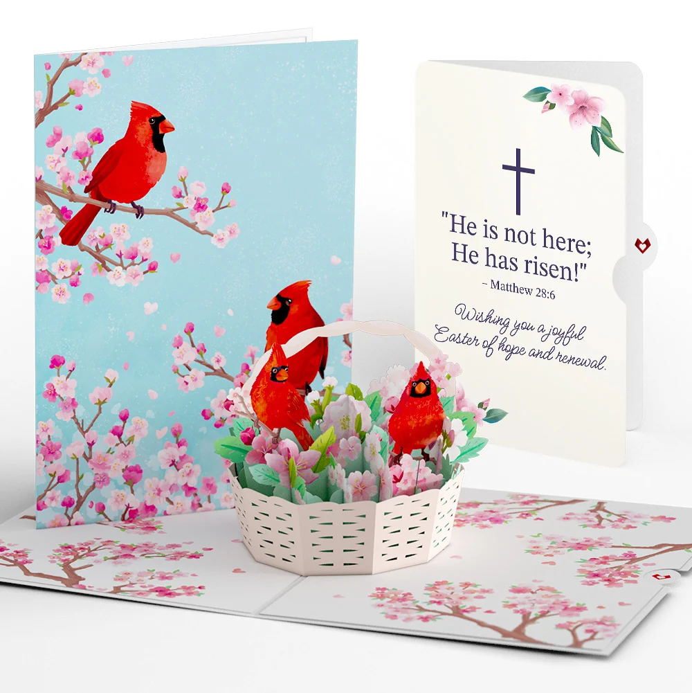 Lovepop Cherry Blossom Basket with Cardinals Easter Pop-Up Card and Sentiment Set