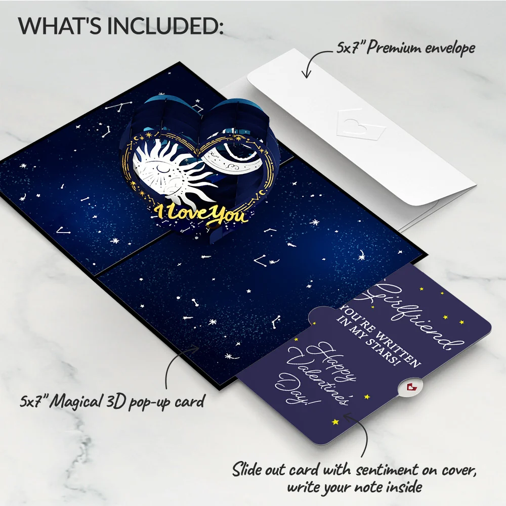 Lovepop Celestial Love Pop-Up Card and Sentiment Set for Girlfriend - Image 2