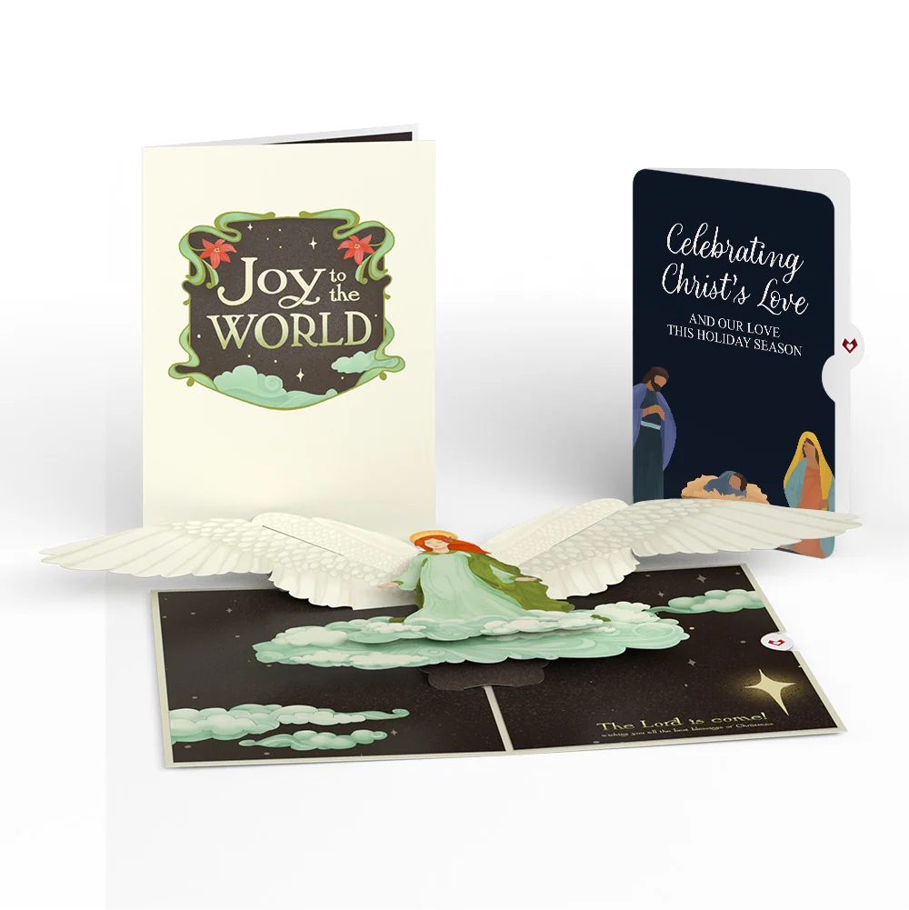 Lovepop Joy to the World Christmas Angel Pop-Up Card and Nativity Love Sentiment Set Cream