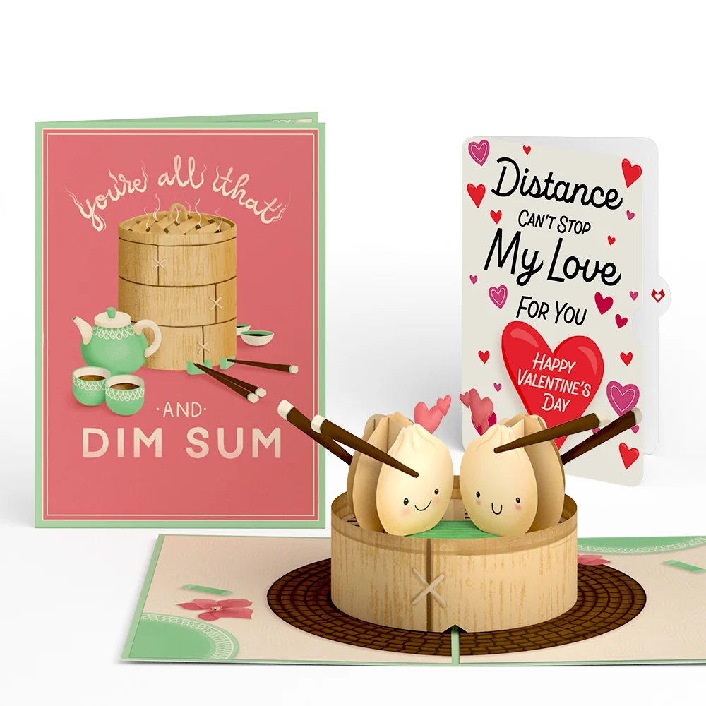 Lovepop You're All That and Dim Sum Distance Can't Stop My Love Valentine Pop-Up Card and Sentiment Set Tea