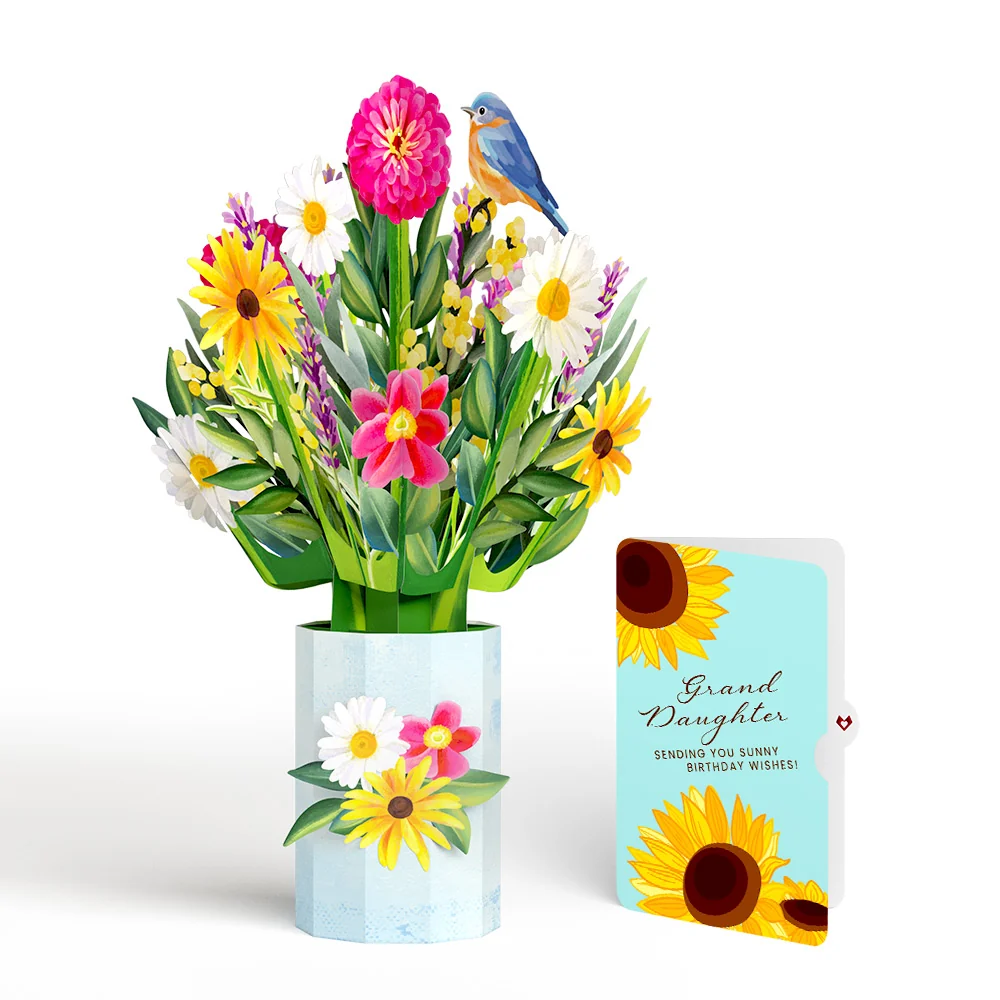 Lovepop Black-Eyed Susan Birthday Bouquet and Sentiment Set for Granddaughter Vase